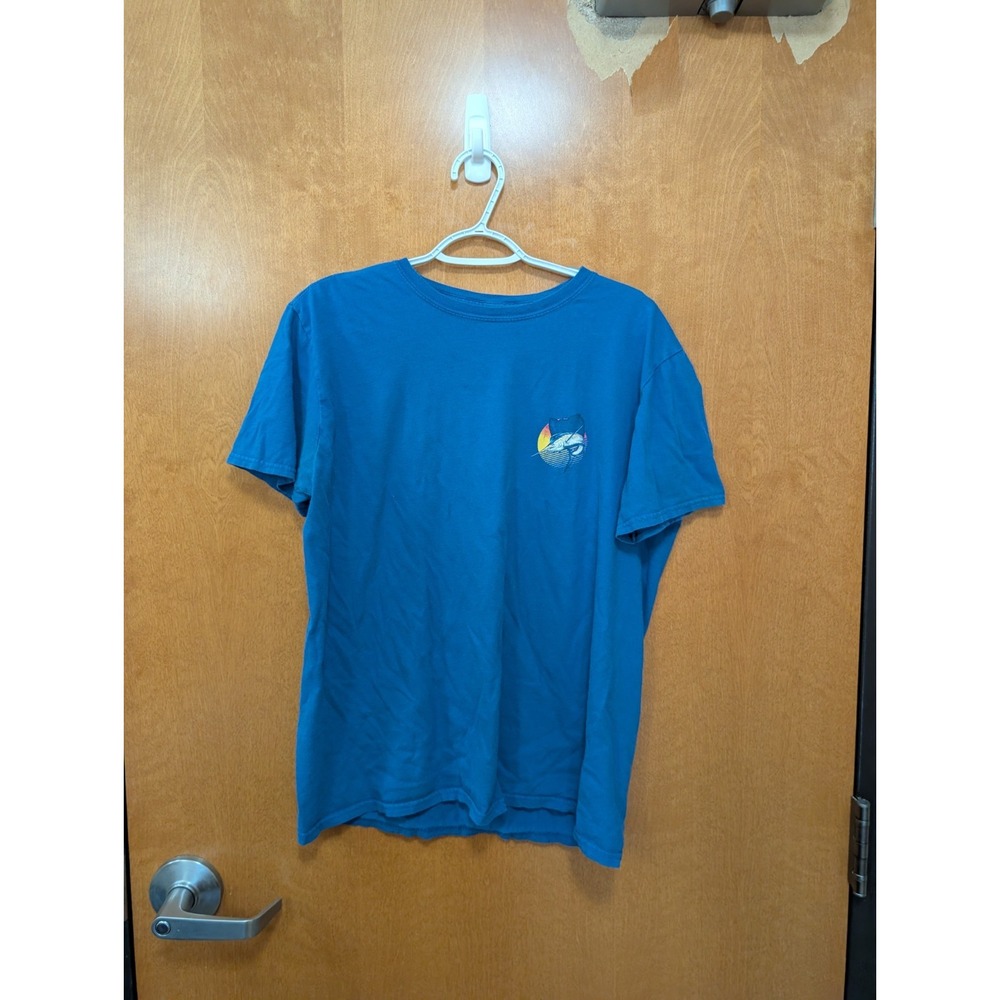 Ocean + Coast Mens Medium Blue Short Sleeve Fishing Graphic T-Shirt Marlin Logo